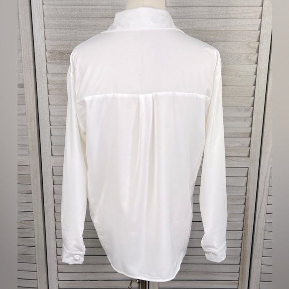 SHEIN Women's Sheer Button Down Shirt White-Medium - Picture 2 of 2